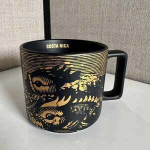 Starbucks Coffee Cup Mug COSTA RICA 2016 Matte Black Gold Fish 14 Oz